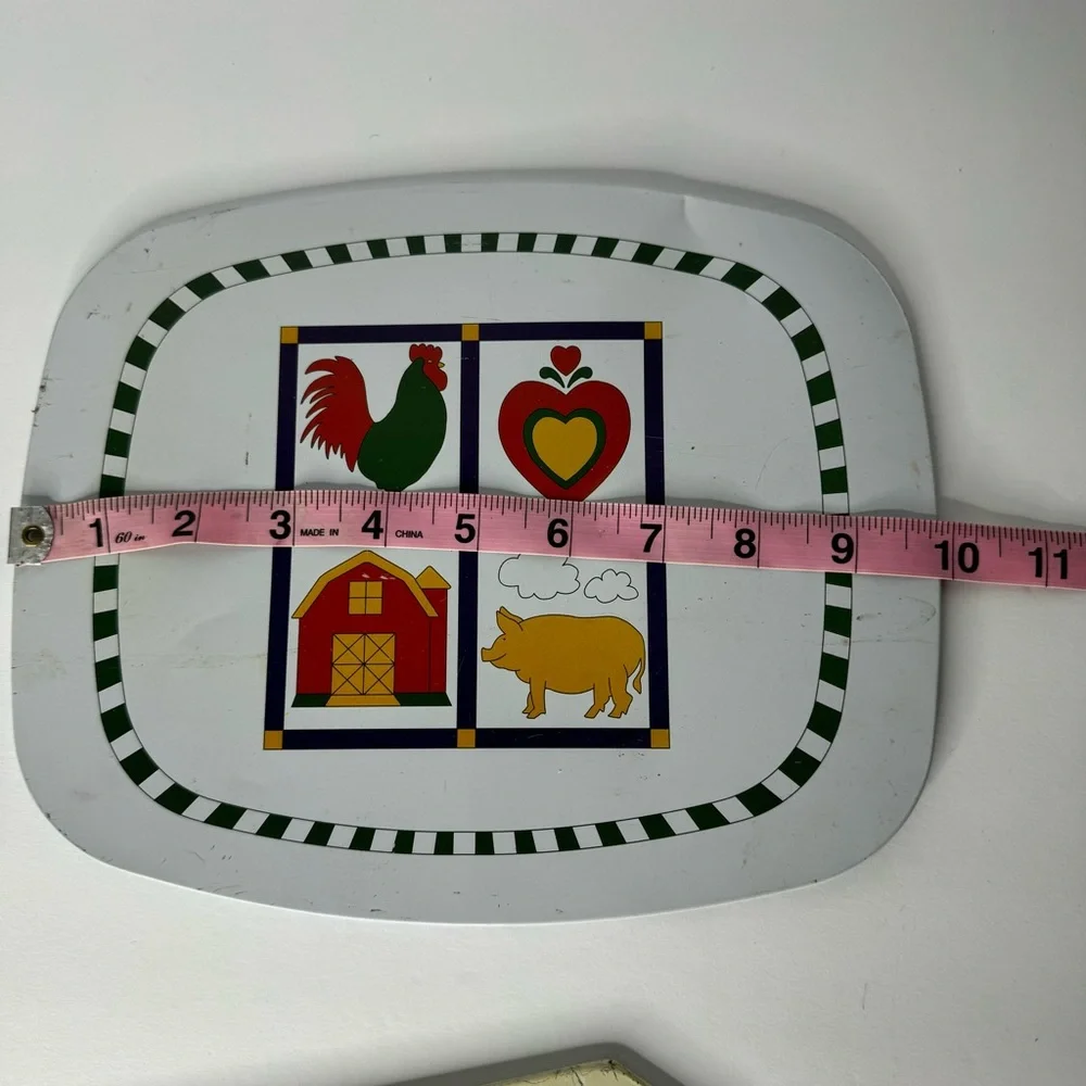Ballonoff‎ Vintage Metal Pot Holders With Mushrooms and Chickens set of 4